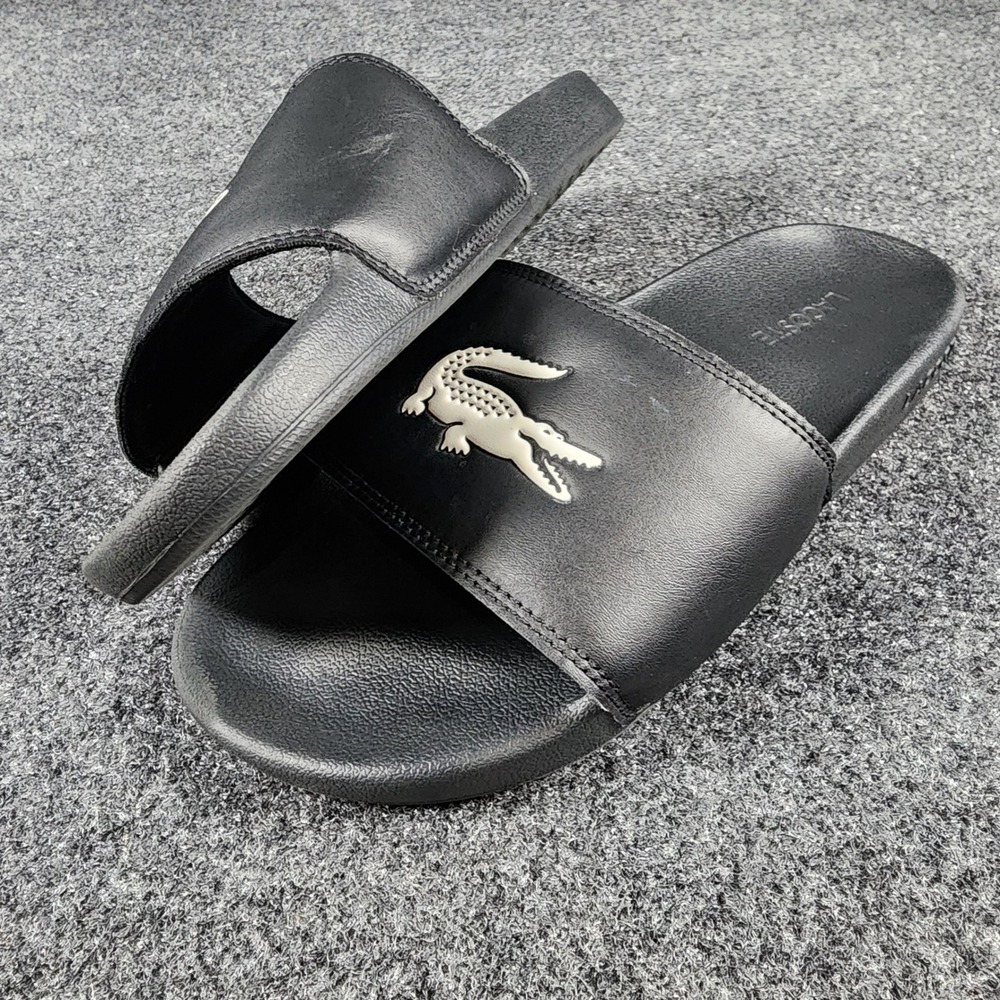 Lacoste Serve Slide Mens Size 9 Black White Logo Athletic Sandals 749CMA0041312 - Picture 2 of 6
